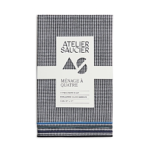 Atelier Saucier Noir Royale Napkins, Set Of 4 In Black/white