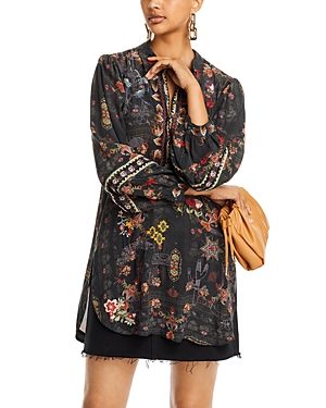 Johnny Was Aggie Embroidered Silk Tunic In Multi