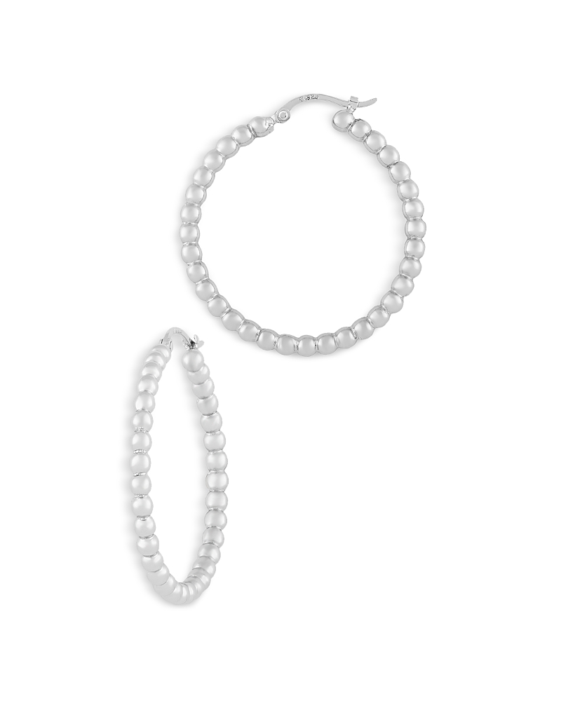 Bloomingdale's Beaded Medium Hoop Earrings In Sterling Silver In Silver