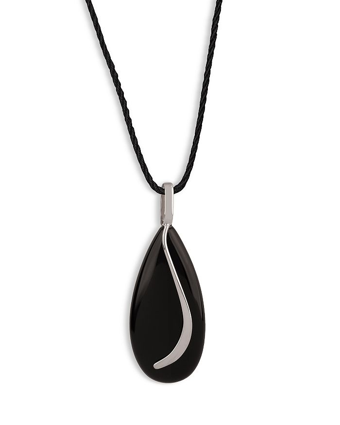 Bloomingdale's - Onyx Almond Black Cord Pendant Necklace in Sterling Silver, 18"