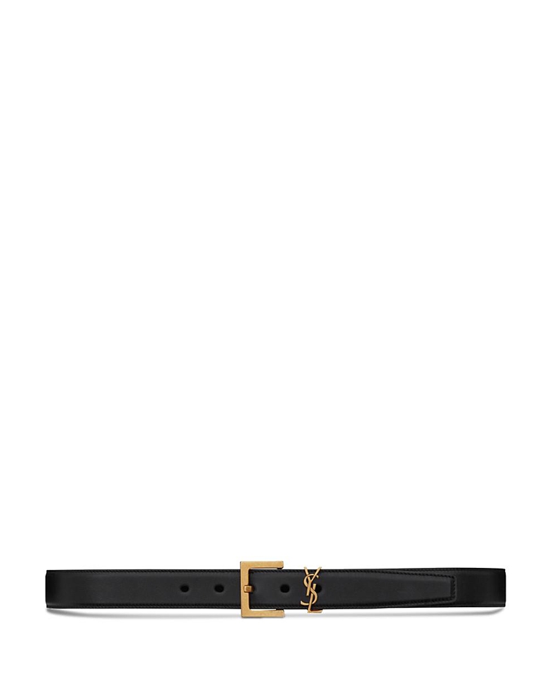 Saint Laurent Cassandre Belt with Square Buckle in Shiny Box Saint Laurent Leather