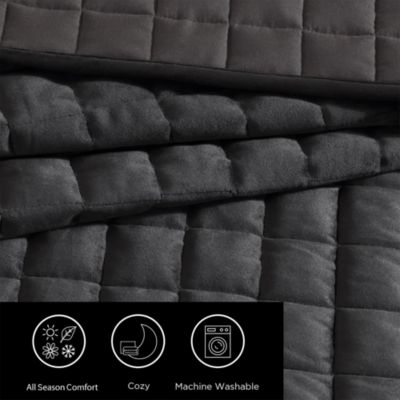 Diamond Velvet Black Quilt Set, King