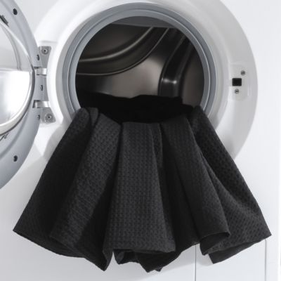 Waffle Pique Black Cotton Duvet Cover Set, King