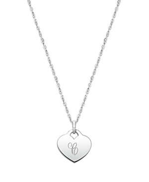Tiny Blessings Kids' Children's Sterling Silver Baby Heart & Engraved Initial Girls' 12-14 Necklace In Silver - C