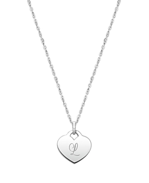Tiny Blessings Kids' Children's Sterling Silver Baby Heart & Engraved Initial Girls' 12-14 Necklace In Silver - L