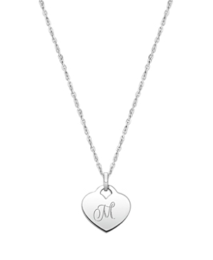 Tiny Blessings Girls' Sterling Silver Baby Heart & Engraved Initial 13-14 Necklace - Baby, Little Kid, Big Kid In Silver - M