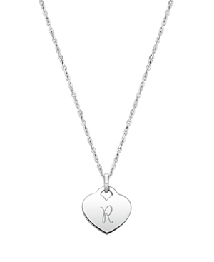 Tiny Blessings Girls' Sterling Silver Baby Heart & Engraved Initial 13-14 Necklace - Baby, Little Kid, Big Kid In Silver - R