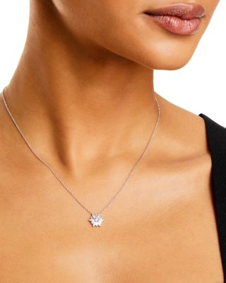 Diamond Starburst Pendant Necklace in 14K White Gold, 0.45 tcw, 18"-XX"