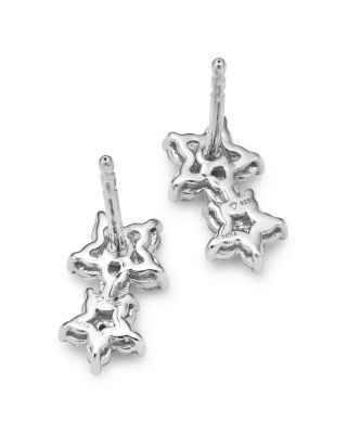 Diamond Double Flower Stud Earrings in 14K White Gold, 0.50 tcw