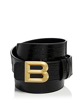 Bally Iconic Buckle Mirror Stripe Belt in Black for Men
