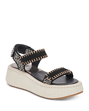 Shop Dolce Vita Women's Debra Stitched Strappy Platform Sandals In Black/white