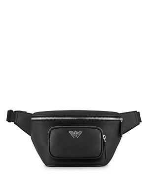 Shop Emporio Armani Eagle Plated Belt Bag In Black