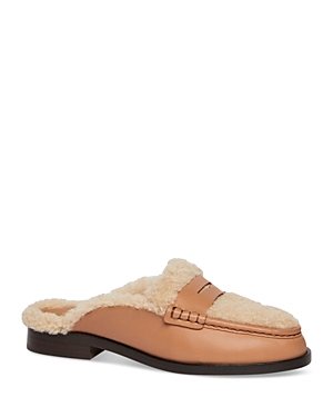 Paige Emmett Genuine Shearling Lined Loafer Mule In Cognac