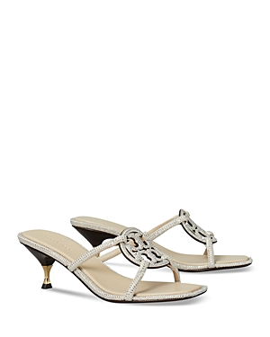 Tory Burch Pave Geo Bombe Miller Low Heel Sandal Shoes In Stone Gray