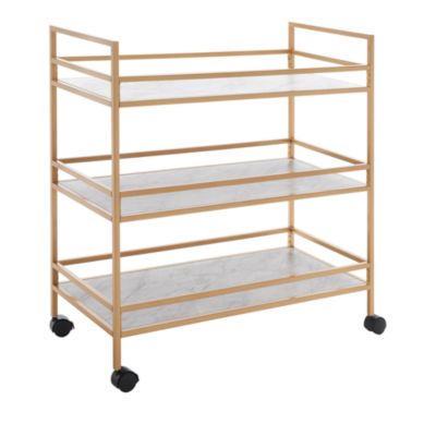 Ingrid 3 Tier Gold Rectangle Bar Cart