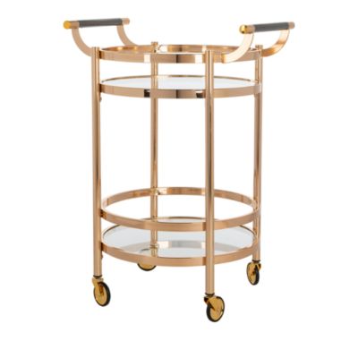 Sienna Gold 2 Tier Round Bar Cart