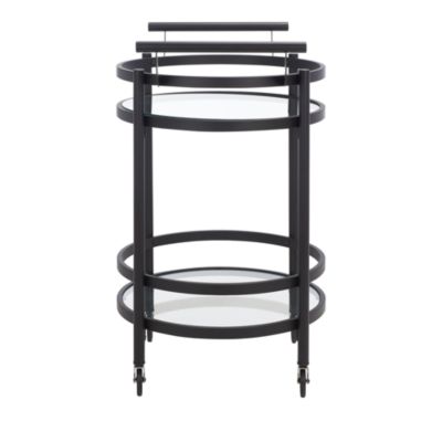 Sienna Black 2 Tier Round Bar Cart