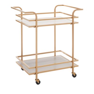 Lameris 2 Tier Matte Gold Bar Cart with Handles