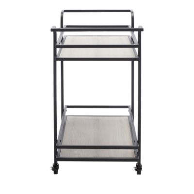 Lameris 2 Tier Matte Black Bar Cart with Handles