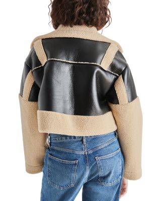 Alaina Faux Leather & Faux Shearling Cropped Coat