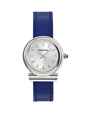 Shop Ferragamo Gancini Watch, 28mm In Silver/blue