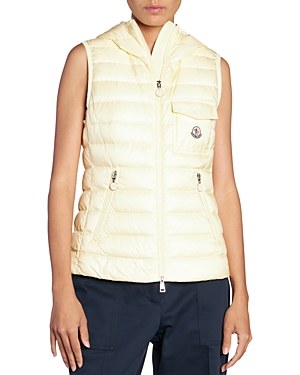 Shop Moncler Gylgos Quilted Hooded Vest In Light Yellow