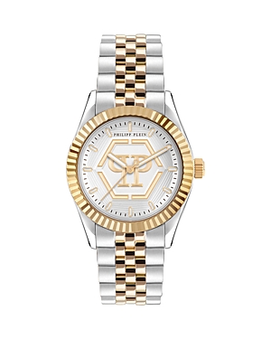 Shop Philipp Plein Date Superlative Watch, 38mm In Silver/two-tone