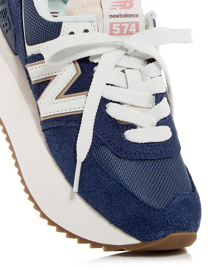 Shop New Balance Women's 574+ Platform Low Top Sneakers In Vintage Indigo