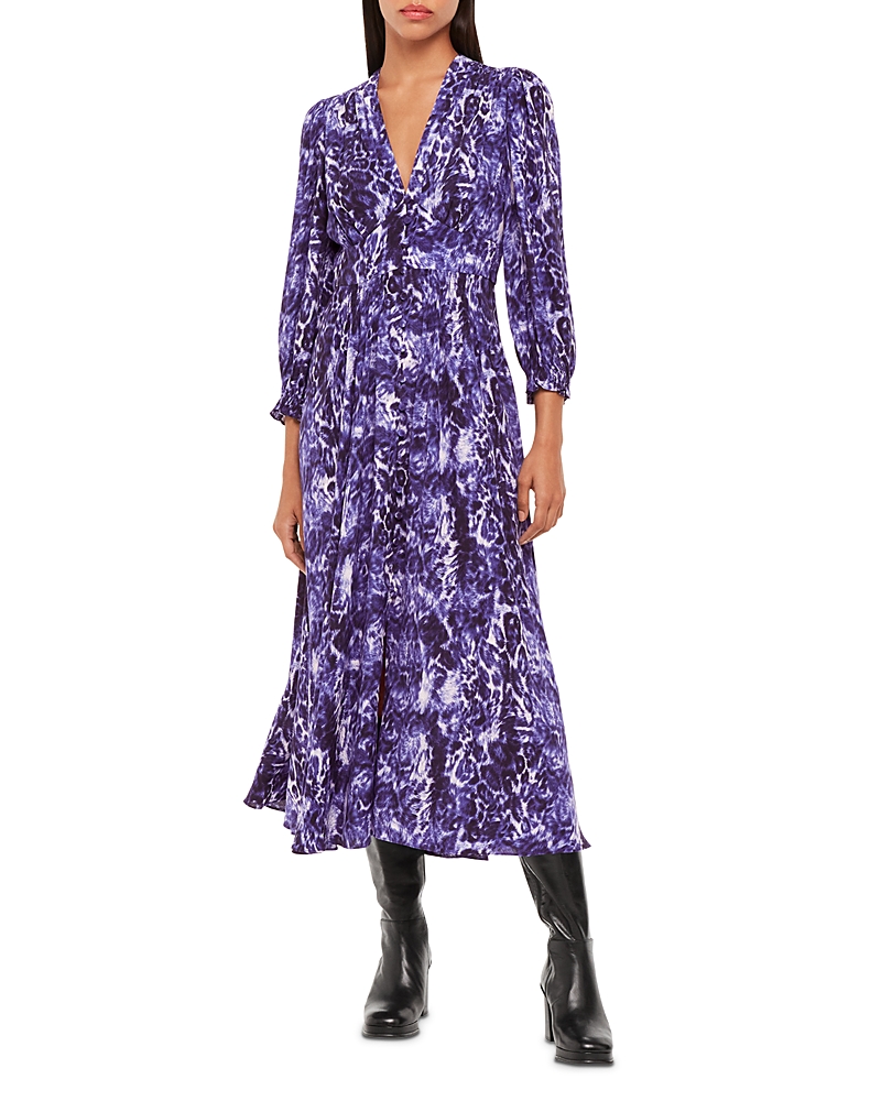 Whistles Glossy Leopard Midi Dress