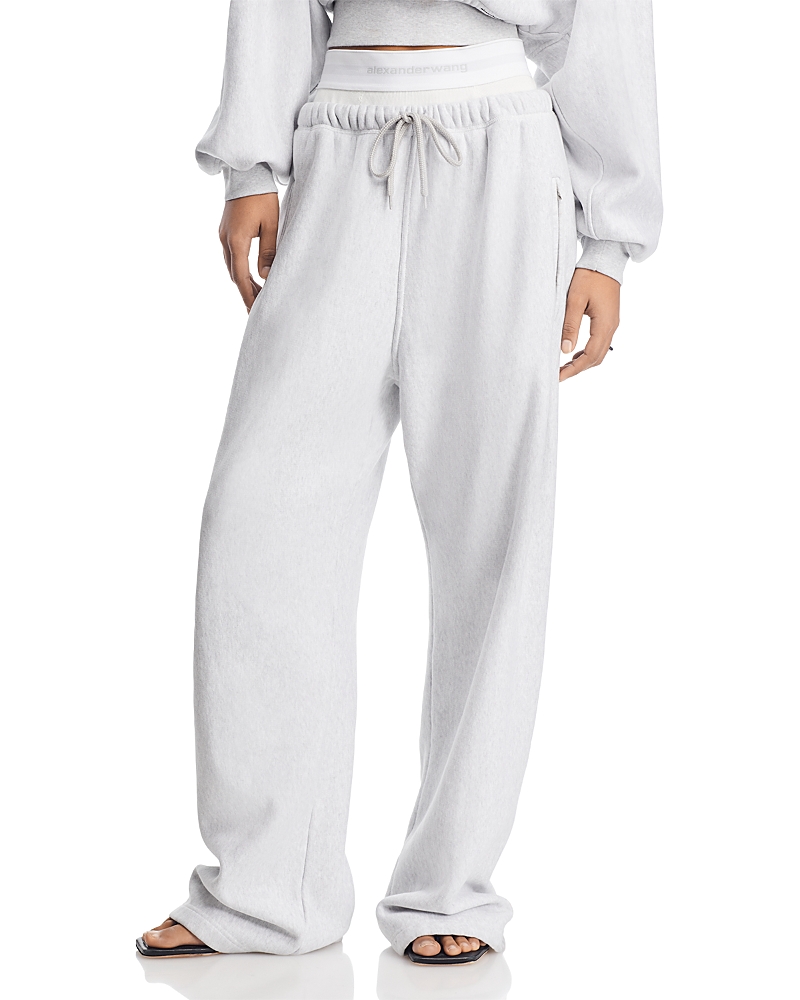 Alexander Wang T Gray Wide-leg Sweatpants In Light Heather Grey