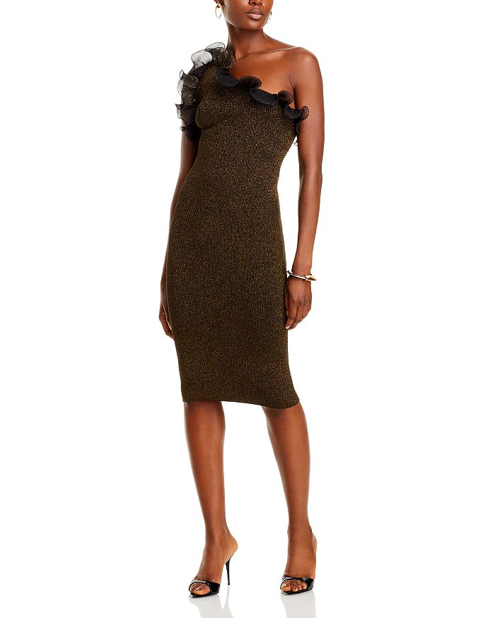 Scallop Ruffled Asymmetrical Dress