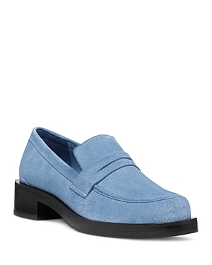 Stuart Weitzman Palmer Suede Penny Loafers In Blue Steel