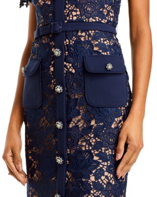 Self-Portrait Belted Lace Midi Dress | Bloomingdale's Women