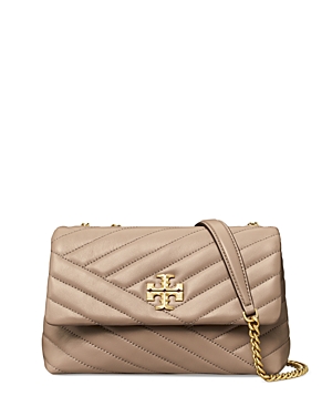 Tory Burch Small Kira Chevron Leather Convertible Shoulder Bag In Gray Heron/gold