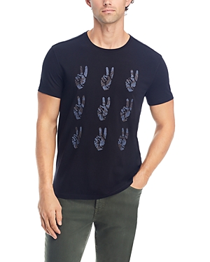 Shop John Varvatos Cotton Multi Peace Hand Graphic Tee In Black