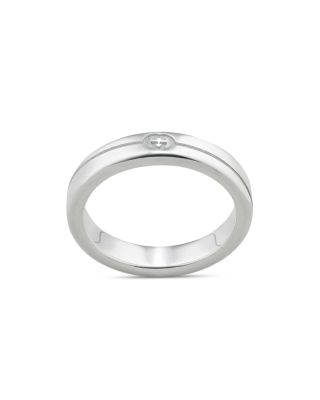 Sterling Silver Diagonal Interlocking G Thin Ring
