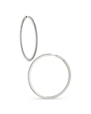 Nadri - Inside Out Pav&eacute; Edge Hoop Earrings in 18K Gold Plated or Rhodium Plated