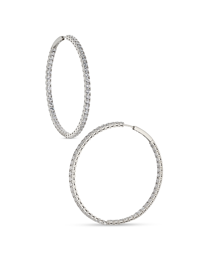 Nadri Inside Out Hoop Earrings in 18K Gold Plated or Rhodium Plated
