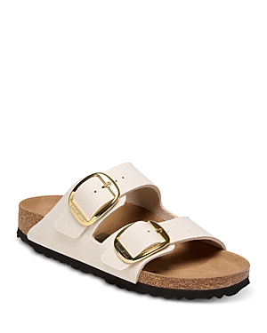 Birkenstock Arizona Big Buckle Leather Slides With Buckle In Beige