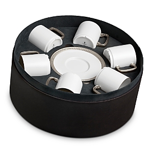 Shop L'objet Soie Tresse Platinum Espresso Cup & Saucer Gift Box In Silver