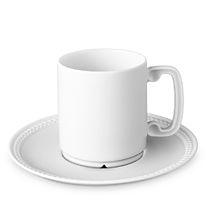 Shop L'objet Soie Tresse White Espresso Cup & Saucer
