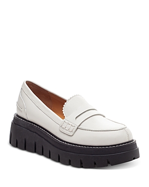 J/slides Women's Tyler Platform Loafers In White Leather
