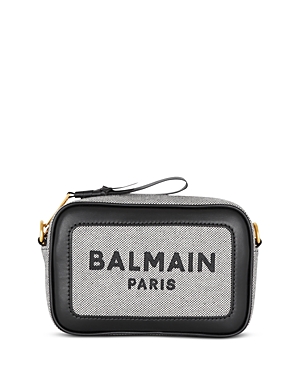 Balmain B-army Mini Camera Bag Crossbody In Black/white/gold