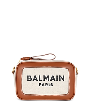 Shop Balmain B-army Mini Camera Bag Crossbody In Natural Brown/gold