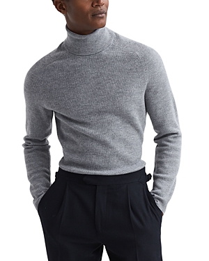 Reiss Skipton Wool Slim Fit Turtleneck Sweater In Gray Melange