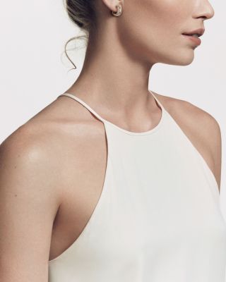 Cable Collectibles Huggie Hoop Earrings in Sterling Silver with 14K Yellow Gold