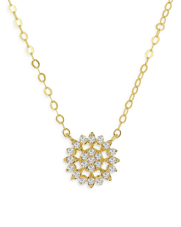 Rachel Reid 14K Yellow Gold Diamond Flower Cluster Pendant Necklace, 18" Bloomingdale's