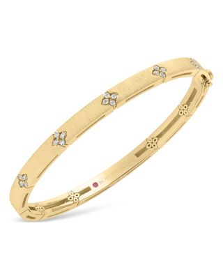 Roberto Coin - 18K Yellow Gold Love in Verona Diamond Flower Bangle, 0.15 ct. t.w.