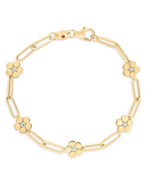 Roberto Coin 18k Yellow Gold Daisy Diamond Paperclip Chain Bracelet