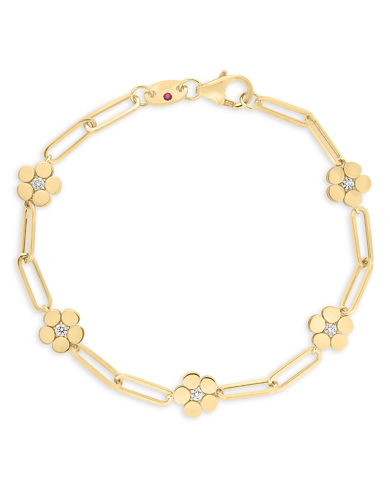 Roberto Coin 18K Yellow Gold Daisy Diamond Paperclip Chain Bracelet - Exclusive